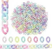PH PandaHall Acrylic Linking Rings, 800pcs 8 Colors Oval Quick Link Connectors Open Linking Rings Candy Colors Link Ring for DIY Purse Eyeglass Jean Pocket Chain Lanyard Trouser Chain Phone Strap