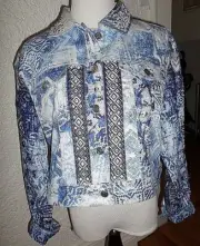 CHICO'S MIXED ARTISAN JEAN JACKET CHICO'S NWT$189 SIZE 2 M/L