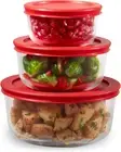 Pyrex Simply Store 6-PC Large Glass Food Storage Containers Set, Snug Fit Non...