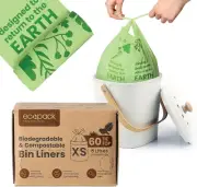 Mini 8L Compostable Bin Liners in Dispenser Box (60 Bags) | Strong, Thick, Bi...