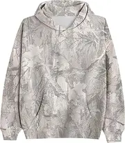 [MSBESYOR] Camo Hoodie for Men Women Oversized Fleece Maple Leaf Hooded Sweatshirt Graphic Print Pullover Hoodies with Pocket