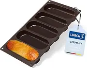 Lurch FlexiForm 85093 Hot Dog Buns L Baking Mould for 5 Buns Silicone Brown