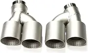 Dual Out Exhaust Tip Carbon Fiber Muffler Tip H Shape tip Compatible For BMW 525i 528i 530i G30 G31 2018+ 5 Series Exhaust Tip Nozzle(Matte SS)