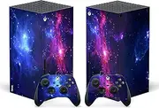Geekria Skin Stickers Compatible with Microsoft Xbox Series X Console, Whole Body Protective Vinyl Decal Cover with 2 Wireless Controller Decals (Starry Blue)