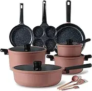 CAROTE Non Stick Pots and Pans Set, Cookware Sets Nonstick, Kitchen Cooking Set with Stay-Cool Handles,with Silicone Tools and Pot Protectors,14 Piece