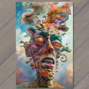 13x19" Man Surrealism Creepy Crazy Bright Colors Weird Strange Wild Unusual