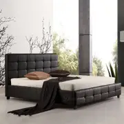 LEON Black Luxe PU Leather Upholstery Bed Frame/Queen/King