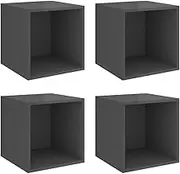 vidaXL 4X Wall Cabinets Home Organiser Living Room Storage Hanging Wall-Mounted Floating Cabinet Furniture Shelf High Gloss Grey Engineered Wood