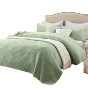 Grass Green Microfiber 3-Piece 150GSM Bedspread Set - Queen Size