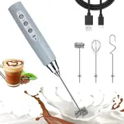 Cement Gray Milk Frother Wand for Coffee, Frother Handheld Rechargeable Elect...