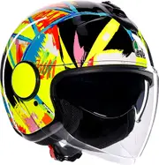 AGV Eteres Rossi Winter Test 2019, open face helmet , color: Black/Yellow/Red/Blue , size: XS