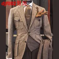 在飛比找Yahoo!奇摩拍賣優惠-現貨 外套 風衣 大衣 英倫復古獵裝大尺碼西裝 粗花呢羊毛外