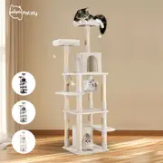 Petzly Cat Tree Tower Scratching Post Scratcher Condo 180cm Beige/Dark Grey/Grey