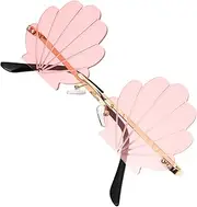 [GLSTOY] 1pc Shell Sunglasses Sun Glasses Funny Cool Glasses 90s Disco Sunglasses Trendy Sunglasses Pink Goggles Blue Lens Glasses Goggles Photo Sunglasses Man Heart-shaped Booth Metal