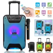 8" Portable Bluetooth PA Speaker System 1000W Subwoofer Microphone Rolling Wheel