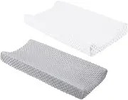 Zerodeko 2Pcs Washable Changing Pad Cover Polyester Changing Pad Protector for Detachable Skin Friendly Design Grey Easy Care Comfortable for Changing Tables