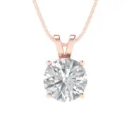 2.5ct Round Cut Clear Everyday Pendant 18" chain Box 14k Solid Pink Rose Gold