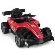 Costway 12V Ride On Car Electric Race Truck Remote Vehicle Toy Go Karts w/LED Lights Music Red