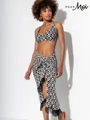 Pour Moi Mono Fringe Trim Crinkle Woven Multiway Sarong (F28145) | $74