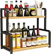 Leona Co 2 Tier Spice Rack Organizer for Countertop, Kitchen, Bathroom - Stainless Steel Seasoning Storage Rack (40cm)