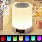 Touch Bedside Lamp Dimmable Warm Night Light&Colorful Lights with Alarm Clock