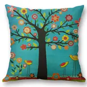 2Pcs European Style Oil Painting Tree Cushion Cover Home Decor Throw Pillow Case