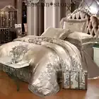 Luxury Jacquard Bedding Set Silk Cotton Duvet Cover Lace Satin Bed Sheet Set Hot