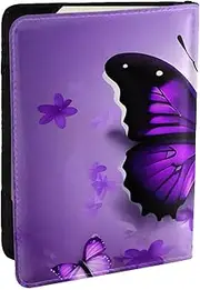 [JEJEA] Lovely Purple Butterflys Print Travel Organizer Credit Cards Case Passport BookPassport Holder Cover Wallet forTraveling,, Black, One Size