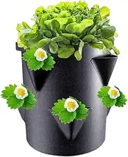 Strawberry Planters Outdoor | Strawberry Garden Planting Pots with 6 Side Grow Pockets - 7 Gallon Garden Planting Pots, Non-Woven Fabric Breathable Portable for