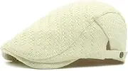 [Punctualgood] Straw Beret Newsboy Hats for Men Women Summer Driving Cabbie Flat Berets Cap Sun Hat Adjustable