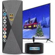Premium Digital TV Antenna - 1200 Mile Range, Weatherproof & Easy Install, Gray