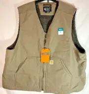 CARHARTT Relaxed Fit Washed Duck Sherpa Lined Vest Men's Size XXL 2XL NEW