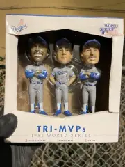 2016 Bobbleheads Tri-MVPs 1981 World Series Guerrero, Cey, and Yeager with box
