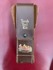 new old stock qVintage Torch Tool Kit Leather Pouch Automotive Car Novelty