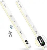 WILLED 3000K Closet Lights Motion Sensored, Battery Display, 60 LED Touch Light Bar, Motion Sensor Light Indoor, Under Cabinet Lights Rechargeable, Stick on Lights for Closet, Kitchen, Hallway, 2 Pack