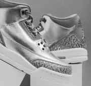 Nike Air Jordan 3 III Retro PRM Metallic Silver Chrome Platinum Grey Cement 9.5