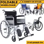 24inch Lightweight Foldable Wheelchair Elderly and Disabled Footrest Armrest