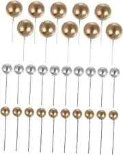 FUNNETOYU 30pcs Balloon Cake Topper Gold Balls for Shower Cupcake Decoration Reusable Lightweight Non Fading Cake Decor for Birthday Parties
