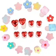HONMEET Silicone Toe Separators 24pcs Flower Toe Spacers Star and Heart Design Nail Supplies for Pedicure