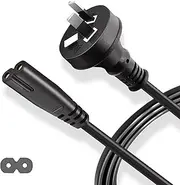 QCCQY 2m/6.5ft Black AU Plug 2 Prong AC Power Cord for Playstation PS5/PS4/PS3, Xbox Series S/X/One S/X Controllers, TVs, Printers, 2 Pin IEC-C7 Figure 8 Power Cord