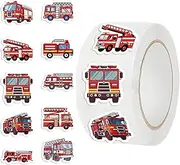 Fire Truck Stickers - Fire Engine Stickers | 500x Waterproof Firefighter Stickers, Cartoon Baby Birthday Party Decorations, Goodie Bags Labels Decals for Notebook Envelope, Décor for Boys