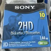 Sony 2HD IBM Formatted (1.44 MB) 3.5'' Diskettes ~10 Disk Pack New Open Box