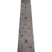 Handmade (2'8" x 12'9") Gray Southwestern Style Afghan Wool Runner Rug