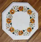 12" Marble Inlay Side Table Top Inlay Pietra Dura Art Coffee Center End Table