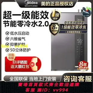 美的水伺服家用恒溫燃氣熱水器天然氣強排式16升LN3LN1一級能效