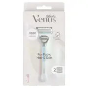 Gillette Venus for Pubic Hair & Skin Women's Razor Handle with 2 Blade Refills