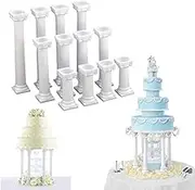 Hooshion 12 Pcs 3 Size Roman Column Cake Stand, Column Cake Tiered Stands Cake Pillars, Fondant Cakes Tier Separator Support Stand