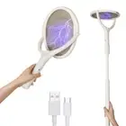 Rotating Head Electric Fly Swatter Racket Bug Zapper Fruit Fly Trap Indoor