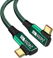 tunghey USB C to USB C Cable 240W, Dual Right Angle USBC to USBC Cable, 5A Super Fast Charging Type-C to Type-C Cord Compatible with Ma-cBook Pro/IP-ad Pro, Galaxy S23/S22/S21 (3M)