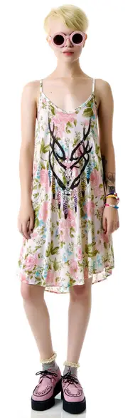 [Wildfox Couture] Antler Feathers Slip Dress